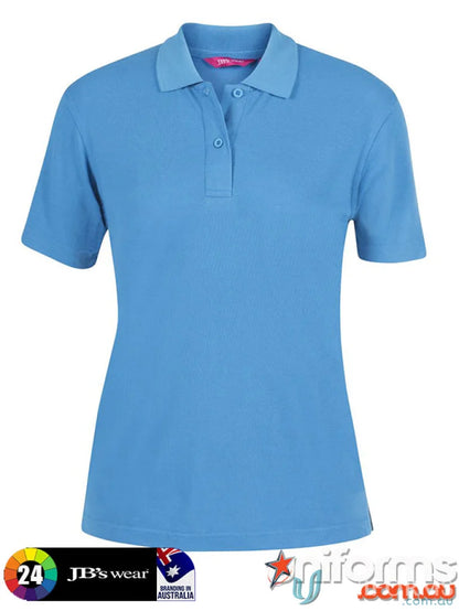 Light blue JB’s Ladies polo with knitted collar and UPF protection