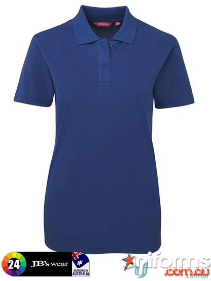 JB’s Ladies navy blue polo shirt with knitted collar and UPF protection