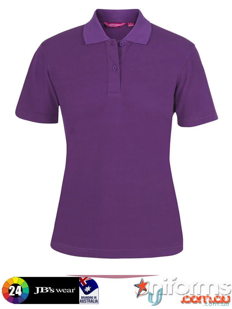 JBs Ladies 210 Polo with knitted collar and UPF protection in purple for women