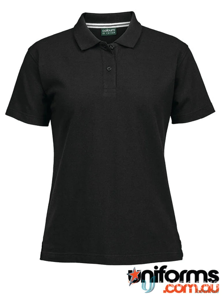 Black cotton pique polo shirt from JBS Ladies Colours in 210gsm pique fabric