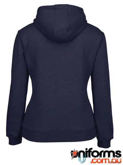 Navy blue JBs Ladies Fleecy Hoodie with interchangeable drawcord colours for ladies