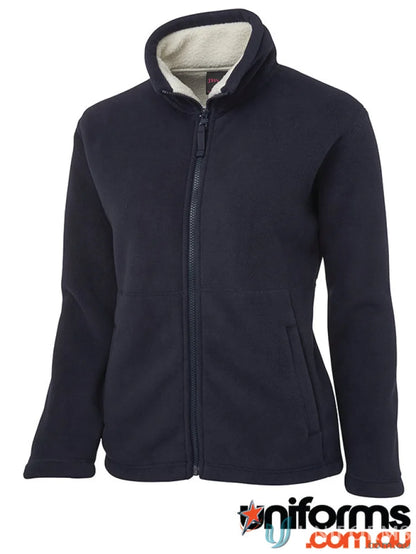 Ladies shepherd jacket in bonded microfleece shell with contrast fleece collar and pockets