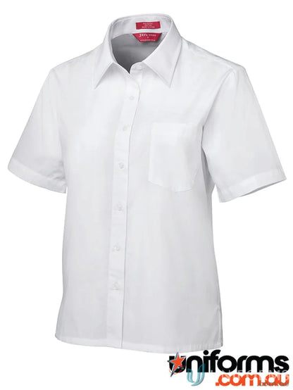 JJs Ladies Short white short sleeve original poplin shirt with chest pocket