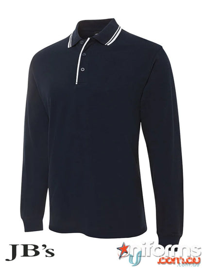 Navy long-sleeved contrast polo 210xc by JB’s Long Sleeve in classic fit