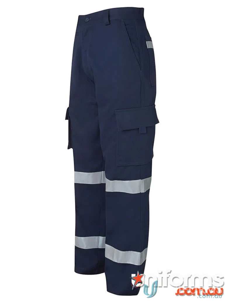 Navy blue work pants with reflective tape for uniforms and workwear durability