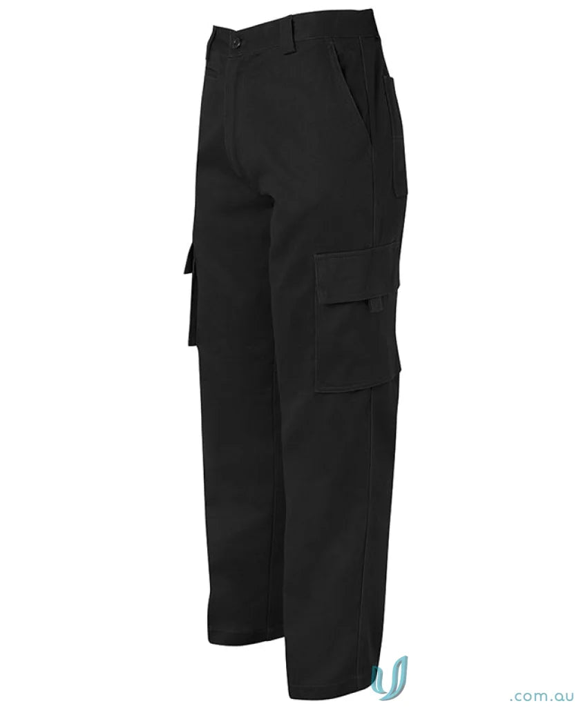 Black cargo pants with multiple pockets from JBs Mercerised Multi Pocket Pant for uniforms