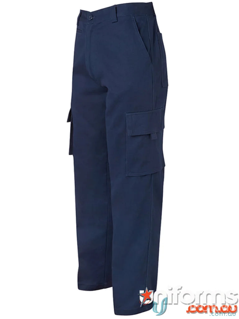 Navy blue cargo pants with two pockets, perfect for stylish uniforms and casual wear