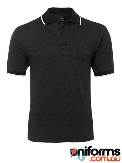 Black Jb’s Nail Nail Head Polo made from head knit fabric with white trim