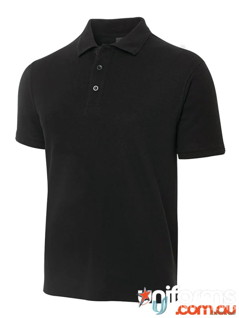Black short-sleeved pique polo shirt from JB’s Pique Polo with UPF protection