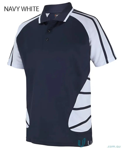 Navy and white Podium Arachnid Polo with UPF protection in 160gsm pique knit