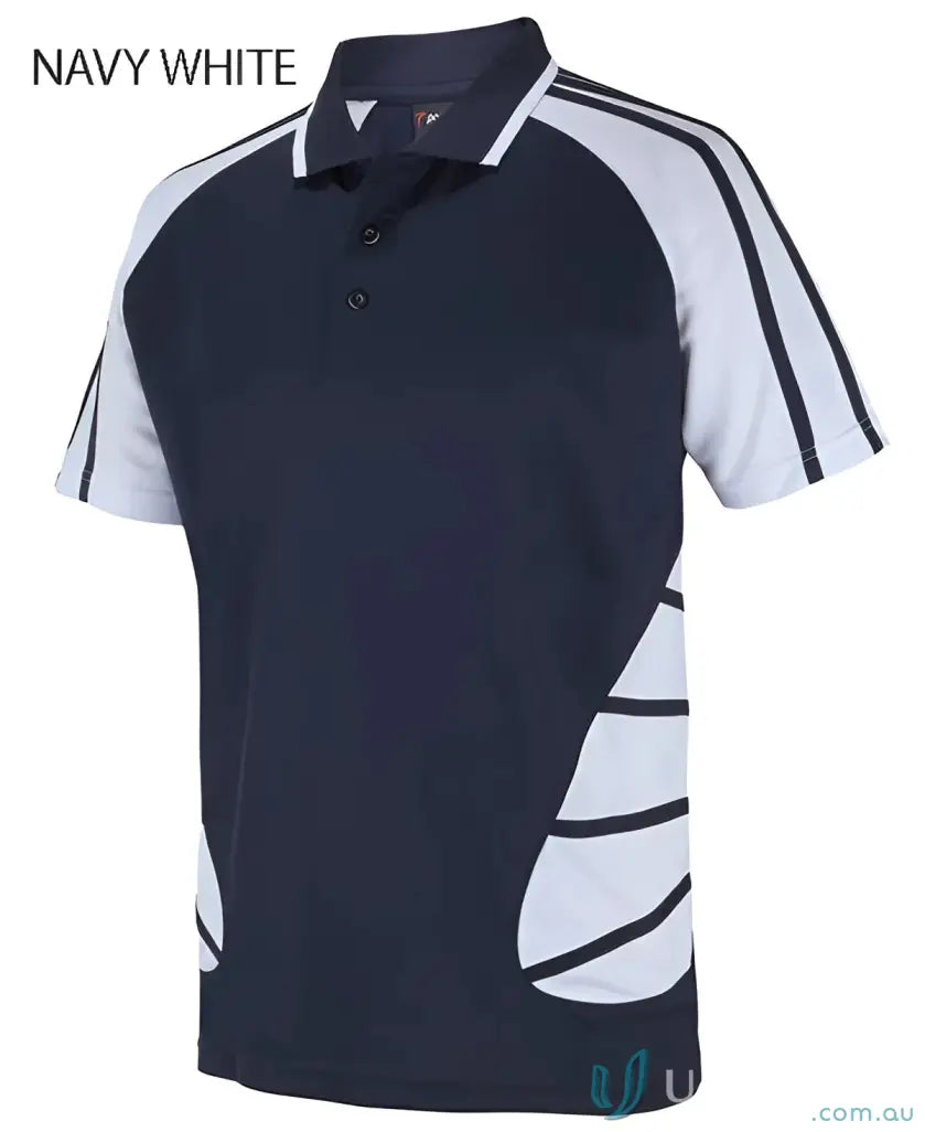 Navy and white Podium Arachnid Polo with UPF protection in 160gsm pique knit