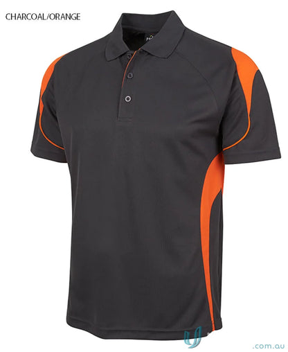 JB’s Podium Bell Polo in charcoal and orange offers a stylish urban fit to stay cool