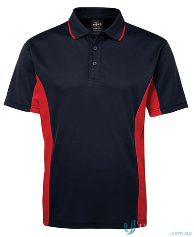 JBs Podium Contrast Polo in navy and red with Podium Cool moisture-wicking and superior sun protection