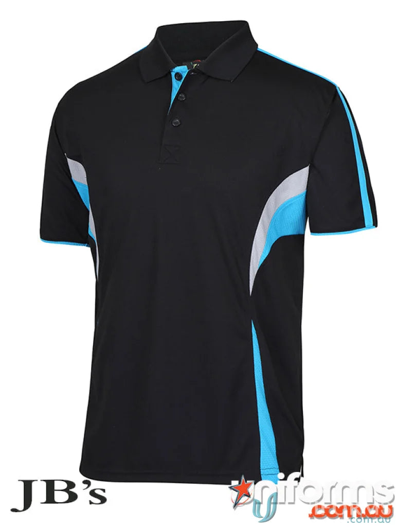Black JB’s Podium Cool Polo with dual-color body panel and moisture-wicking tech