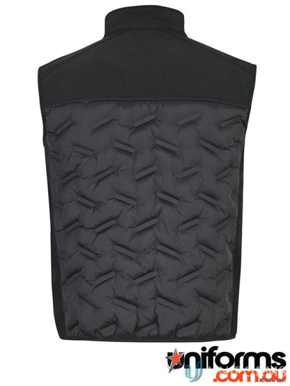Black quilted vest from JB’s Podium Hybrid Vest with quilt lower panel detail