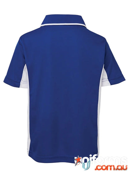 Blue and white JB’s Podium Kids Contrast Polo shirt for kids casual wear