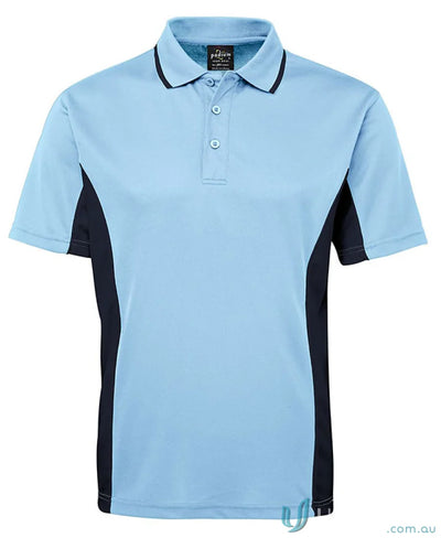 Kids contrast polo from JBs Podium Kids in light blue and navy colors