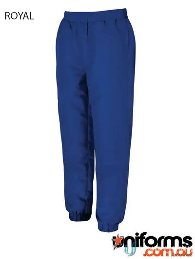 Royal blue kids cuffed warm JB’s Podium Kids warm-up pants with internal knee patch