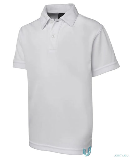 White short-sleeved jersey for kids from JB’s Podium Kids Poly Polo collection