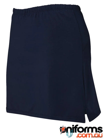 Navy blue JB’s Podium Ladies Skort with elastic waistband and hidden utility pocket
