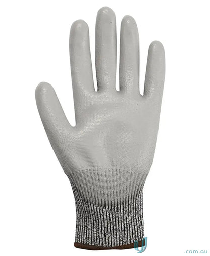 Light grey JB’s PU breathable cut-resistant glove for handling and work uniforms