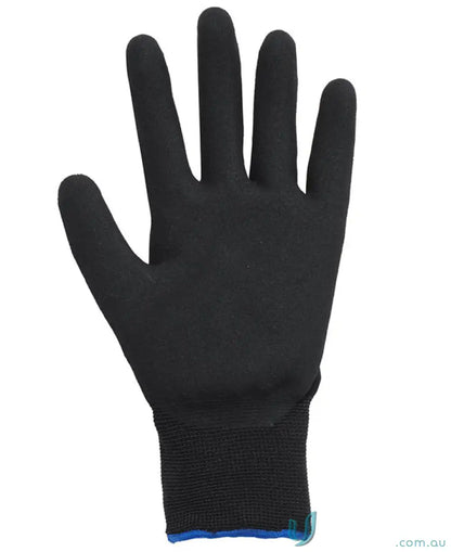 Black work glove with blue cuff trim for general purpose workwear and uniforms