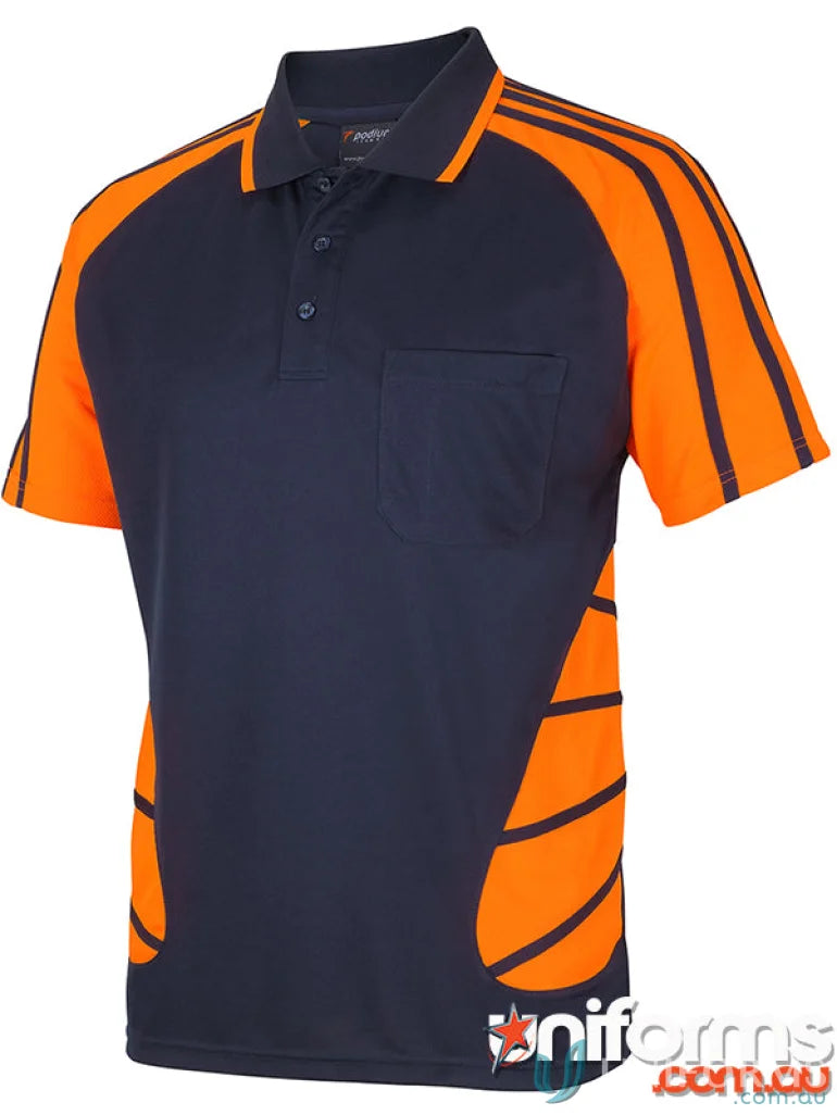 Navy and orange JB’S Street Spider Polo shirt ideal for uniforms and workwear