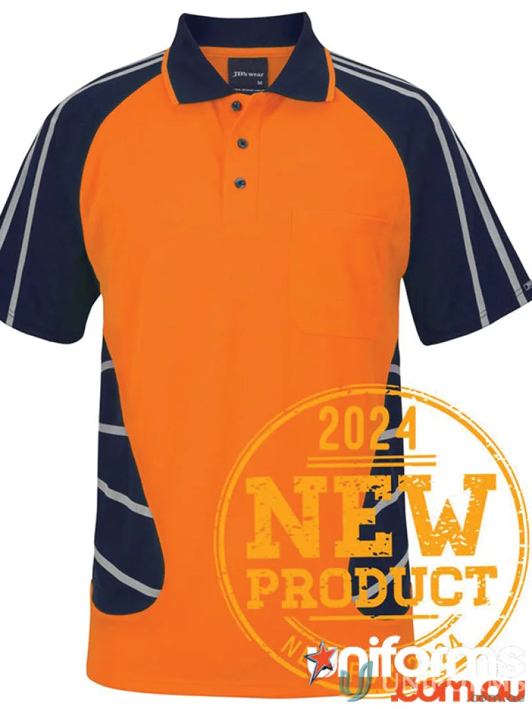 Orange and navy JB’S Street Spider Polo shirt perfect for uniforms or workwear