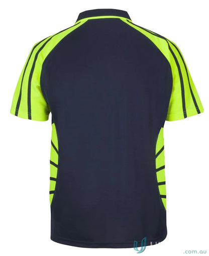 Navy and neon yellow short-sleeved JBs Street Spider Polo shirt perfect for street style