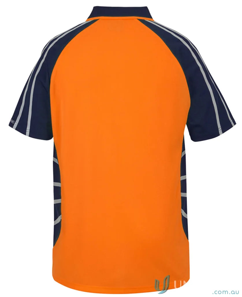 Orange and navy JB’S Street Spider Polo shirt ideal for uniforms and workwear