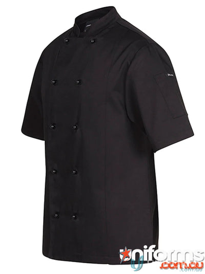 Black vented chef’s jacket 5cvs with underarm mesh fabric to stay cool in the kitchen