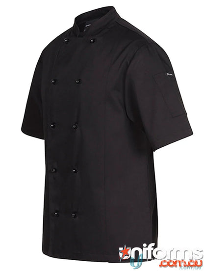Black vented chef’s jacket 5cvs with underarm mesh fabric to stay cool in the kitchen