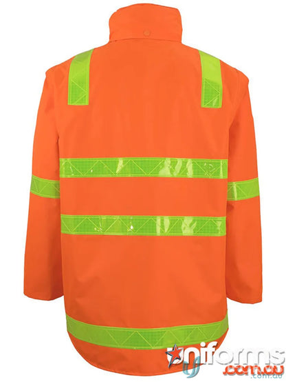 Orange JB’S Vic Road Zip Off Sleeve Longline Jacket with reflective stripes and pile tape closure