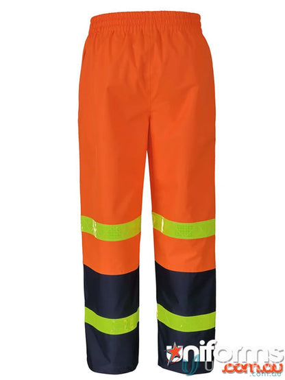Orange outdoor work pants with reflective stripes and dark blue lower legs for work uniforms