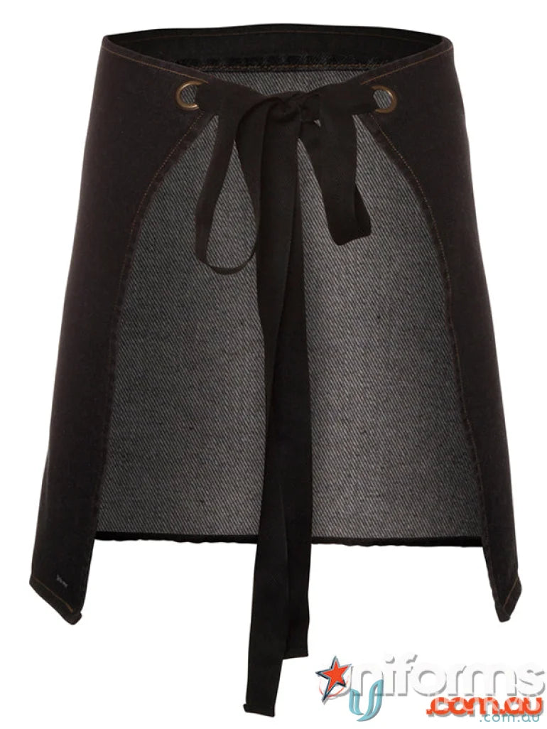 Black denim short apron with tie closure from JB’s Waist Denim Apron collection for uniforms