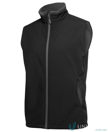 Black JB’s Water Resistant Softshell Vest with full-zip front and zip pockets