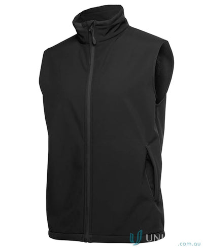 Men’s black jb’s water resistant softshell vest with side pockets for outdoor wear