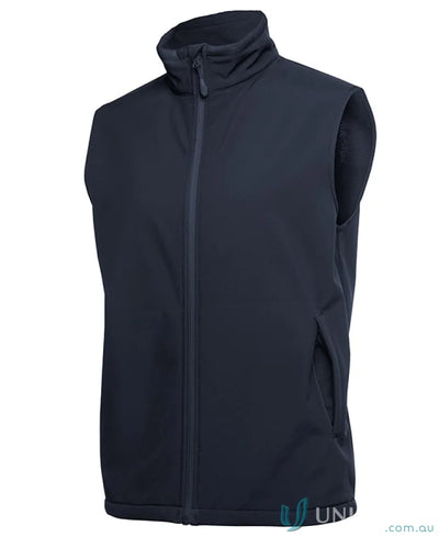 Navy blue JB’s Water Resistant Softshell Vest with zipper and side pockets