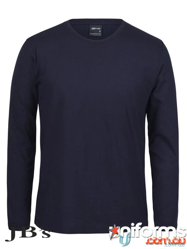 Navy blue JB’S Wear Adult LS No Cuff Tee with UPF protection and long sleeves