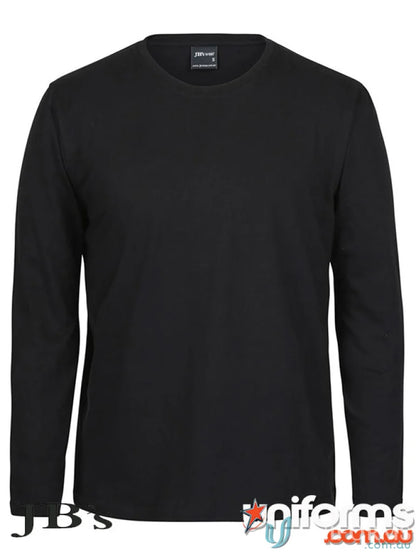 JB’s Wear Adult black long-sleeve cuff tee with UPF protection and crew neck