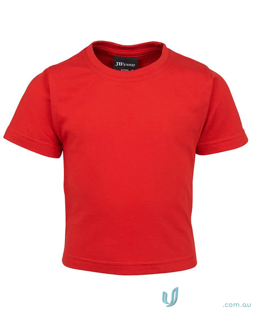Red short-sleeved JBs Wear Infant Tee with elastane crew neck and UPF protection