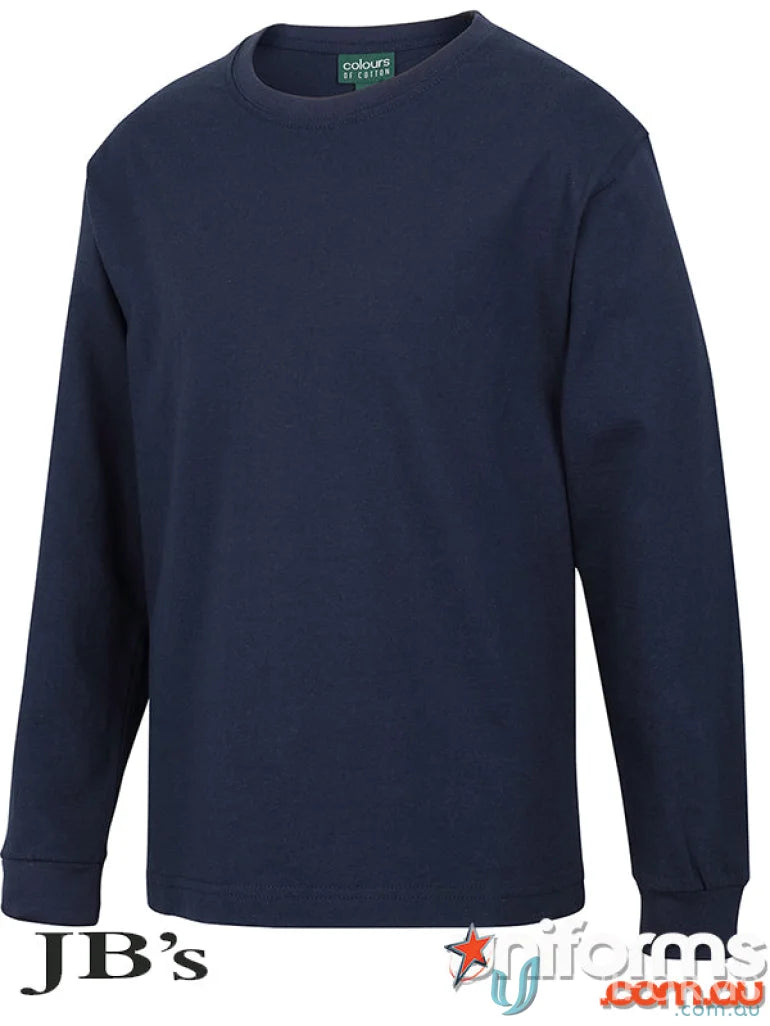 Navy blue JB’S Wear Kids long-sleeved tee with sun protection and cuffed design