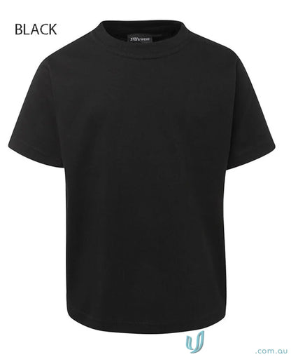 Black short-sleeved kids tee from 1KT JB’s Wear with classic fit for comfort