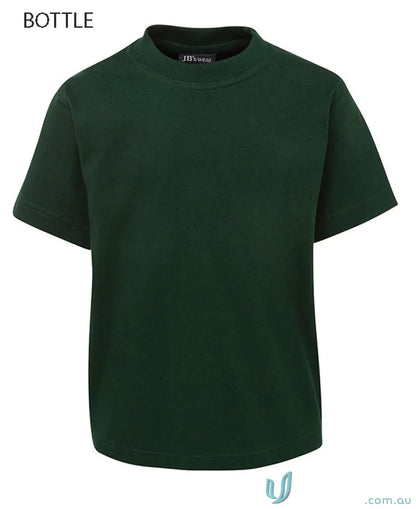 Bottle green short-sleeved kids tee from 1kt JB’s Wear with classic fit