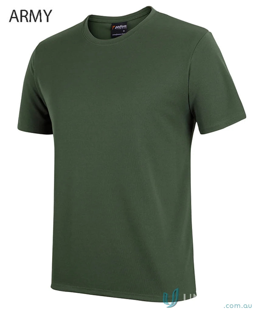 Army green JB’S Wear Podium Poly Tee with podium cool sun protection tech