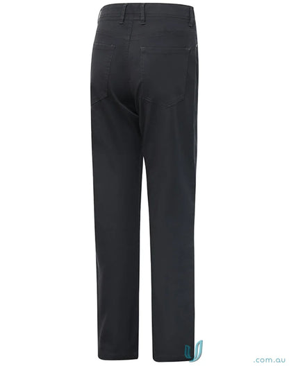 Black jean style flexi chino pants with jacquard weave for casual comfort
