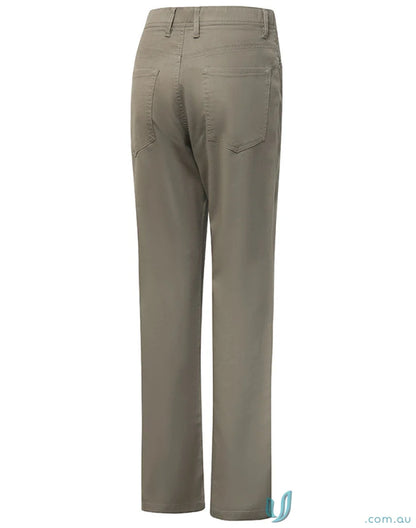 Khaki jean style flexi chino pants with jacquard weave for casual comfort