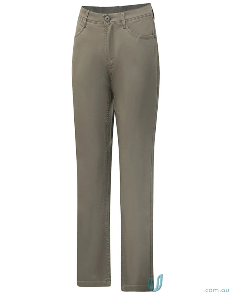 Khaki jean style flexi chino pants with jacquard weave for casual cool looks