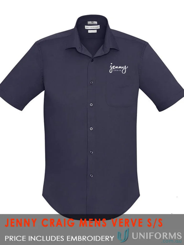 Navy blue classic fit Jenny Craig polo shirt for men, short-sleeved button-down style