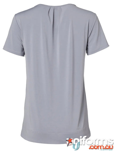 Gray short-sleeved blouse perfect for work uniforms or workwear by Jenny Craig EMB